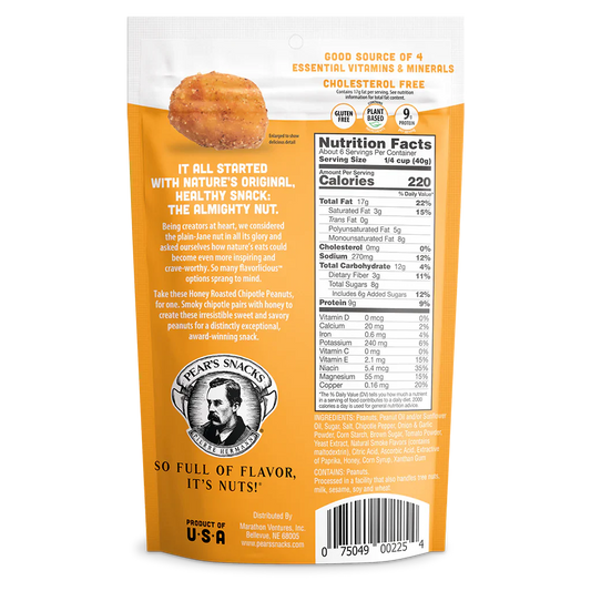 Honey Roasted Chipotle Flavored Peanuts | 6 oz | Gluten Free | Brenmar