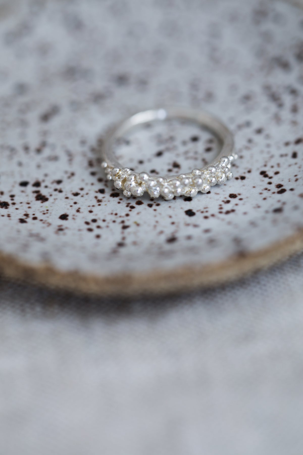 Bubbling ocean ring, size 6, recycled sterling silver.