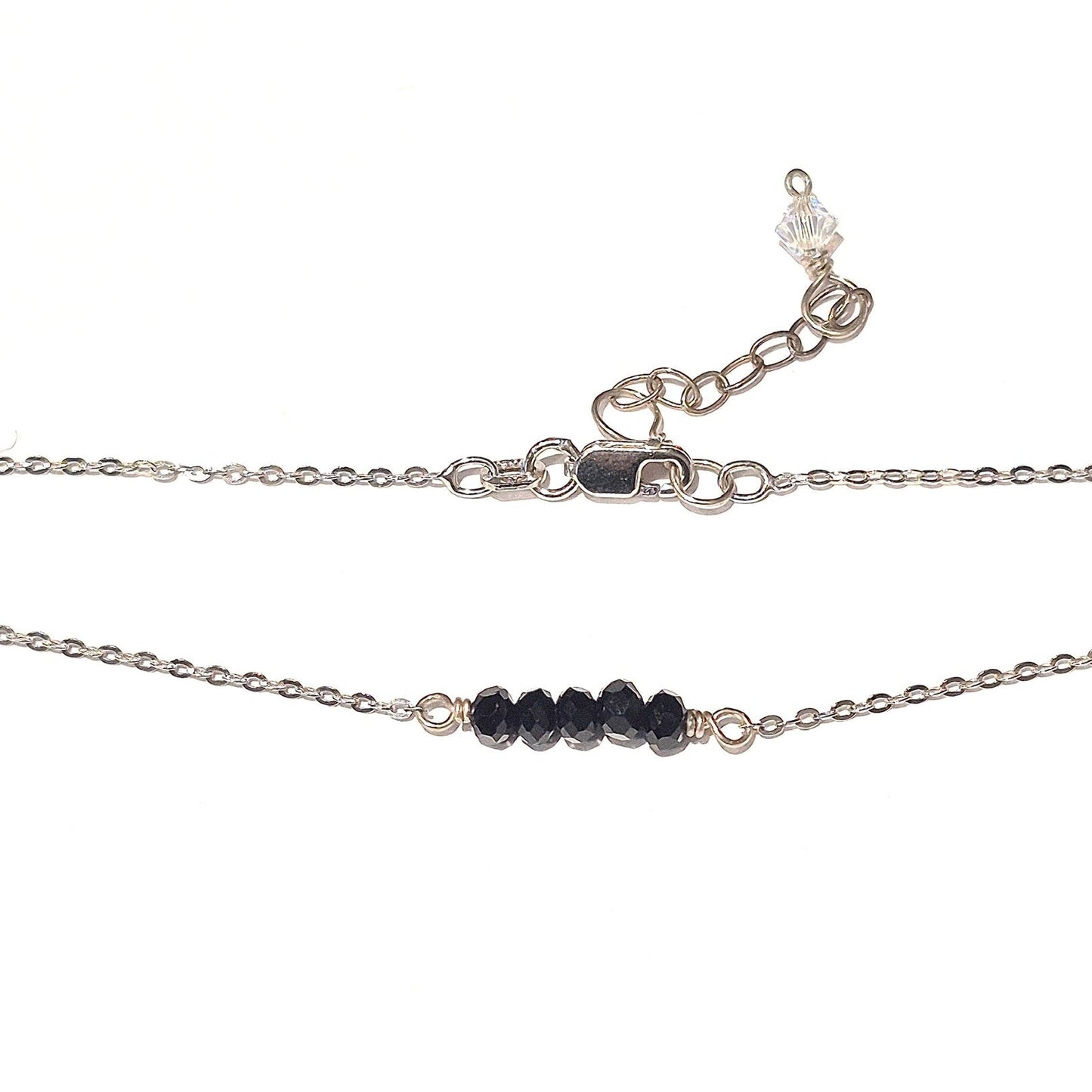 Black Onyx Choker Necklace with Swarovski Clasp