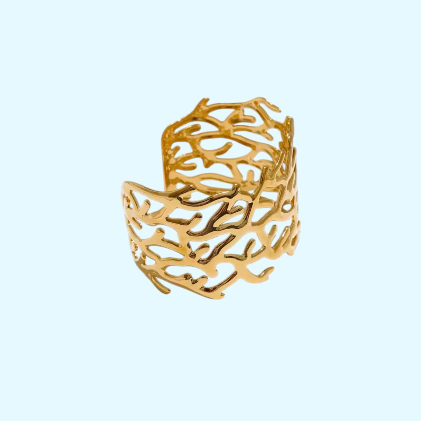 Coral Cuff Gold Bracelet