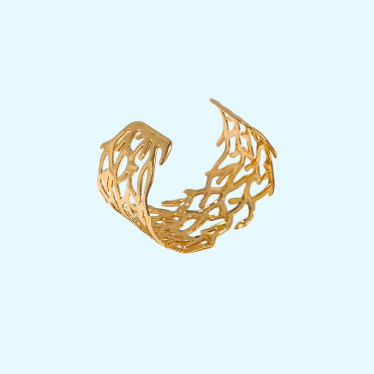 Coral Cuff Gold Bracelet