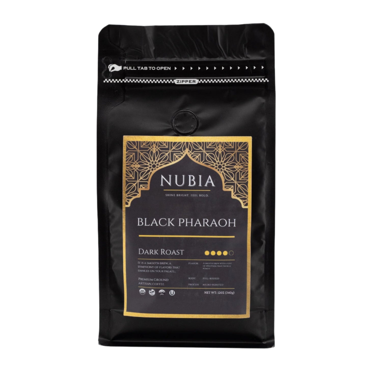 Black Pharaoh Organic Certified Dark Roast Coffee | 12 oz | Nubia, LLC