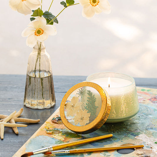 Pacific Coast Medium Watercolor Pressed Floral Candle