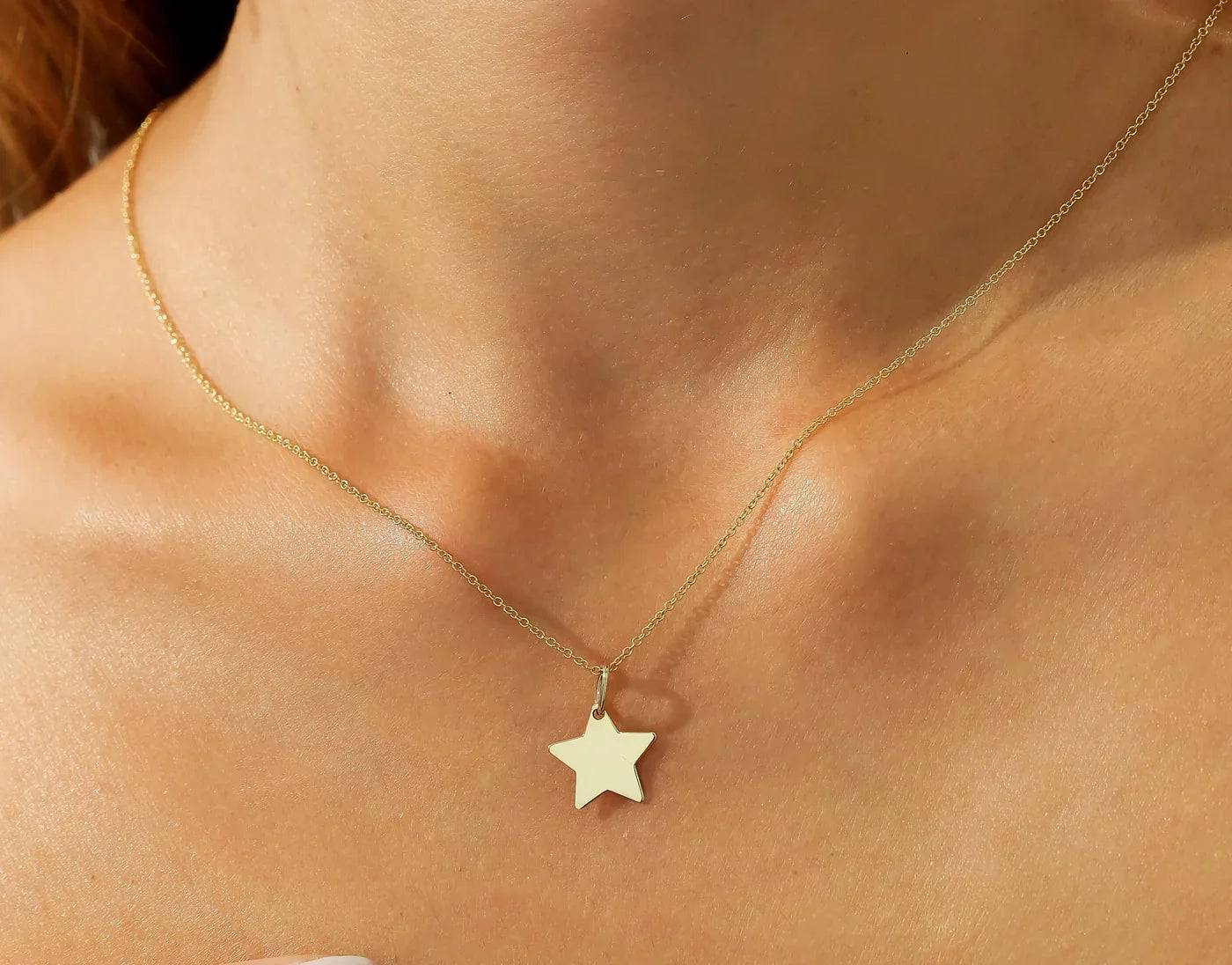 Bronze Star Charm Necklace – Dainty 16 Inch Cable Chain