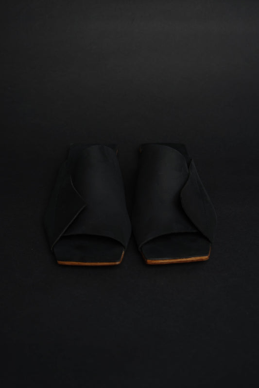 Amos Handcrafted Black Leather Slides