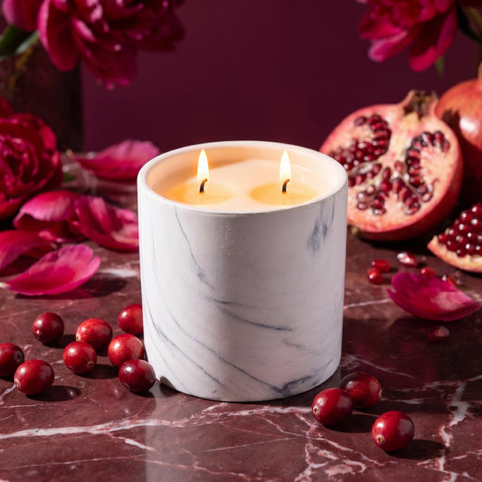 Natural Cranberry Cascade White Marble Candle 17oz