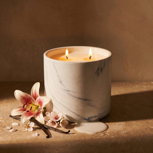 Natural Vanilla Orchid White Marble Candle 17oz