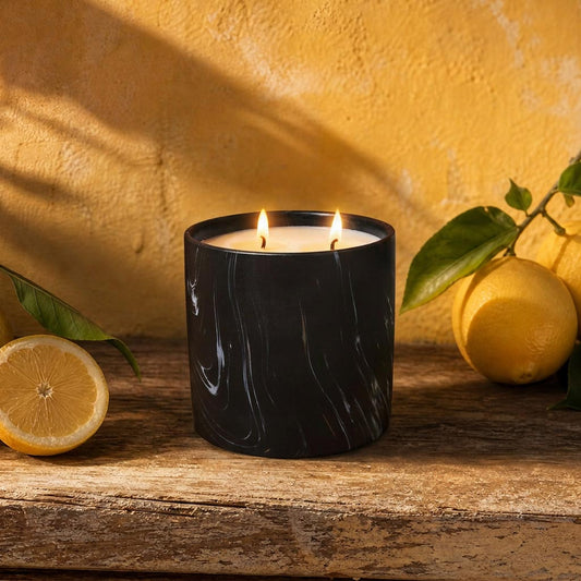 Natural Lemon Black Marquina Candle 17oz