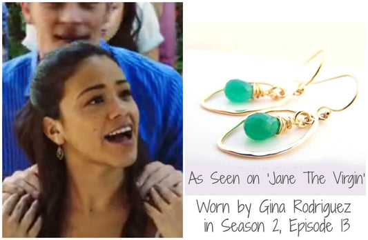 As Seen on Jane the Virgin – Green Onyx & 14k Gold Filled Earrings