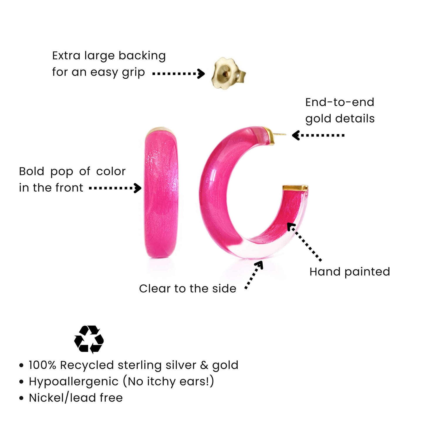 Small Illusion Inside Out Lucite Hoop Earrings