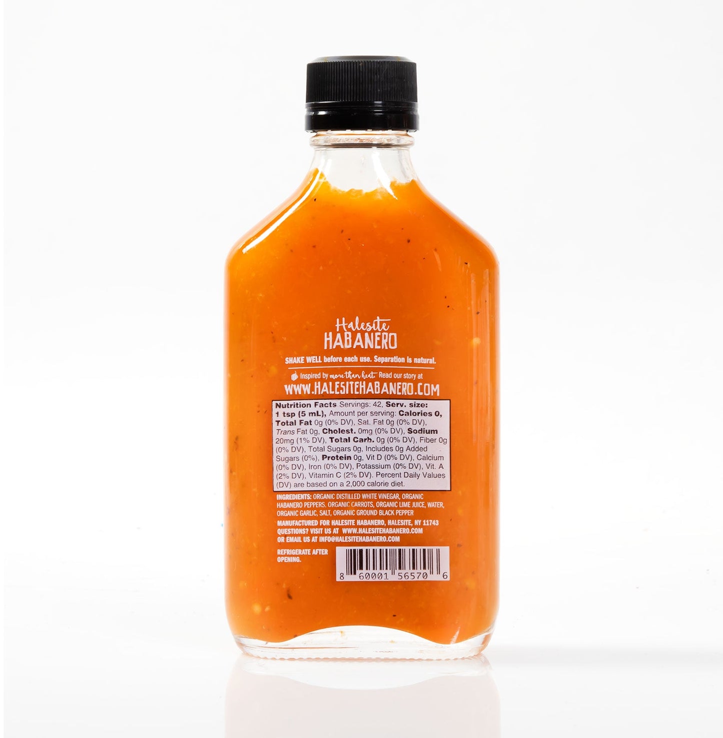 Halesite Habanero Small Batch Habanero Hot Sauce, 7 oz Glass Flask Bottle