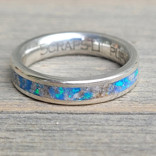 Sterling Silver, Opal & Ash Memorial Ring