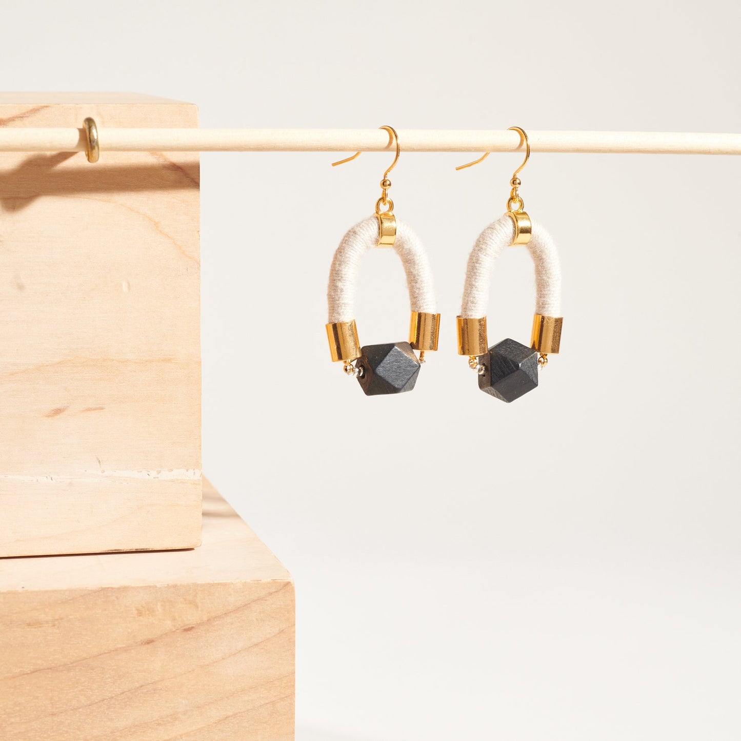 Black Faceted Bead Earrings