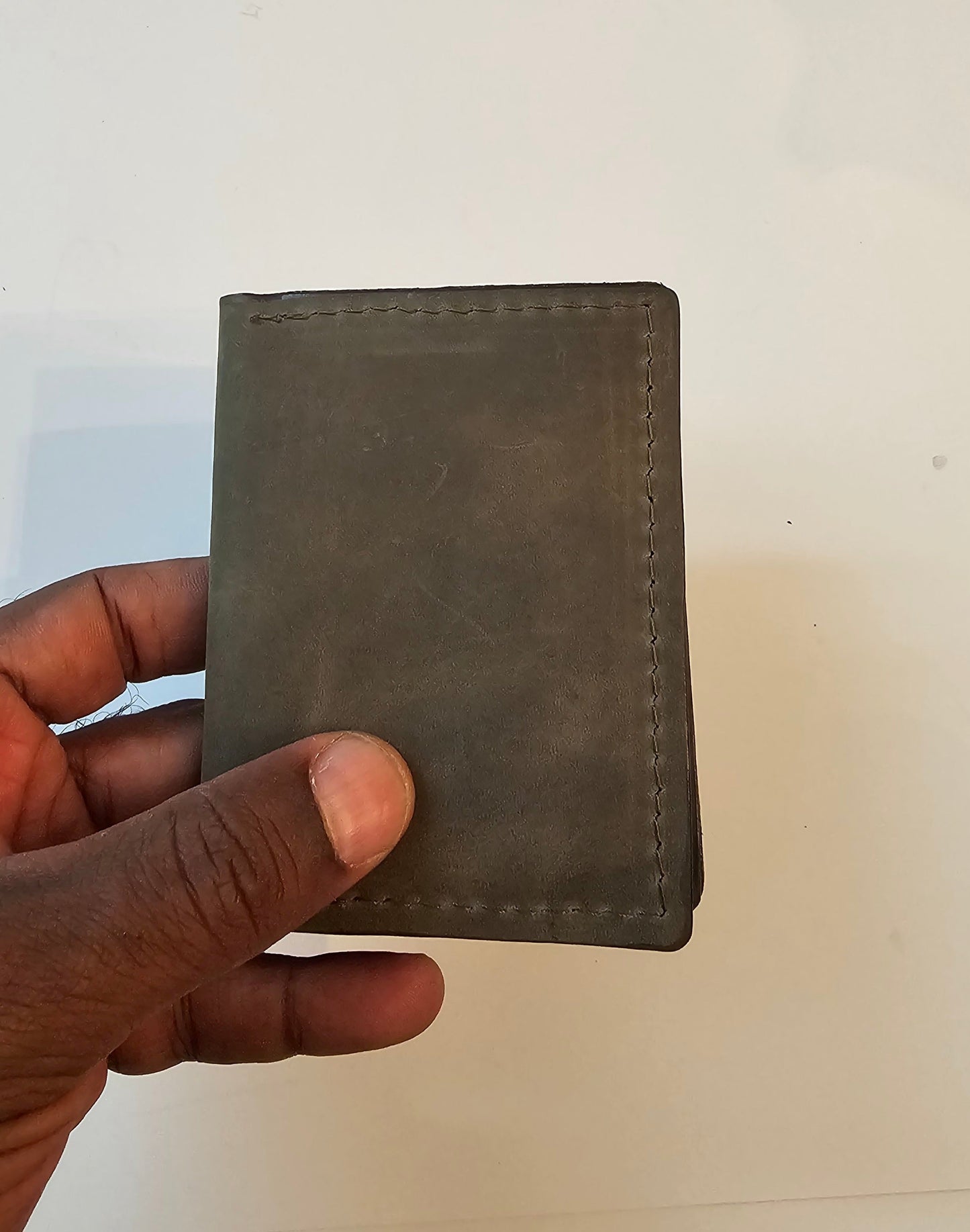 Army Green Military Card Holder - Tactical Style Leather Wallet with ID