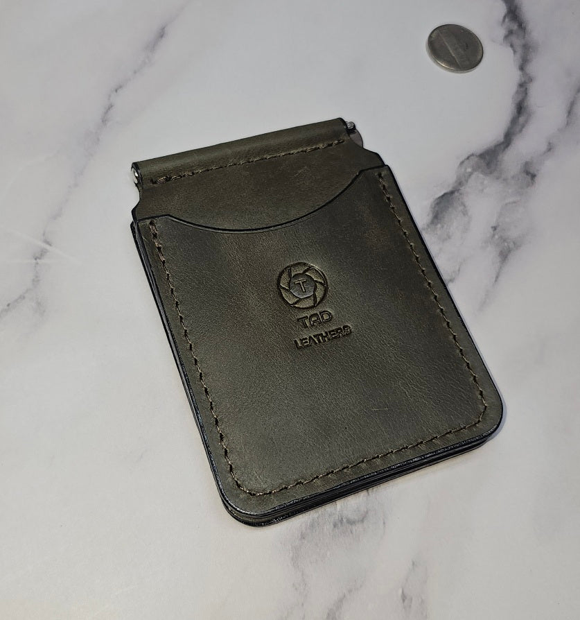 Handcrafted Leather Money Clip - Olive Green- | Premium Full-Grain Leather | Tad Leathers"