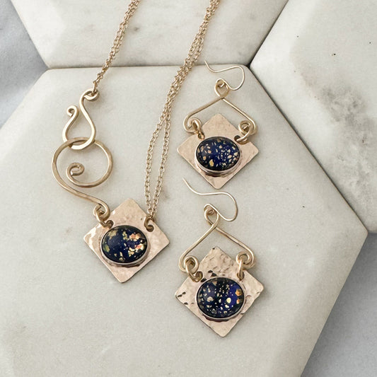 Czech Black Opal Earrings