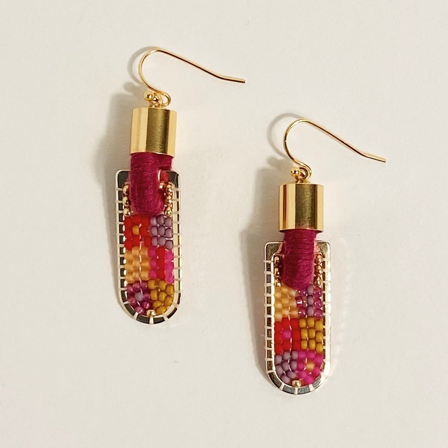 Patch Geometric Earrings in Warm Tones