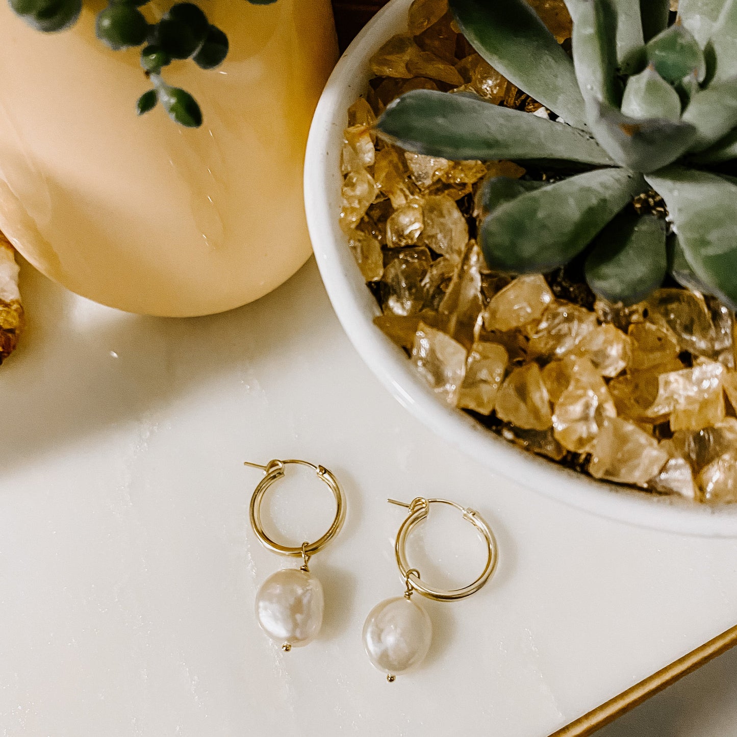 Classic Pearl Tube Hoop Earrings