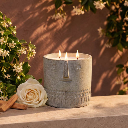 Natural Jasmine Vesper Stone Face Candle 27oz