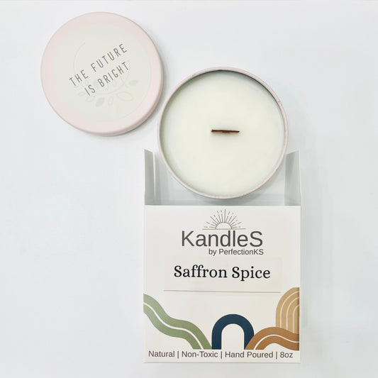 Saffron Spice Luxury Candle | Eco-Friendly Clean-Burning Wooden Wick Candle
