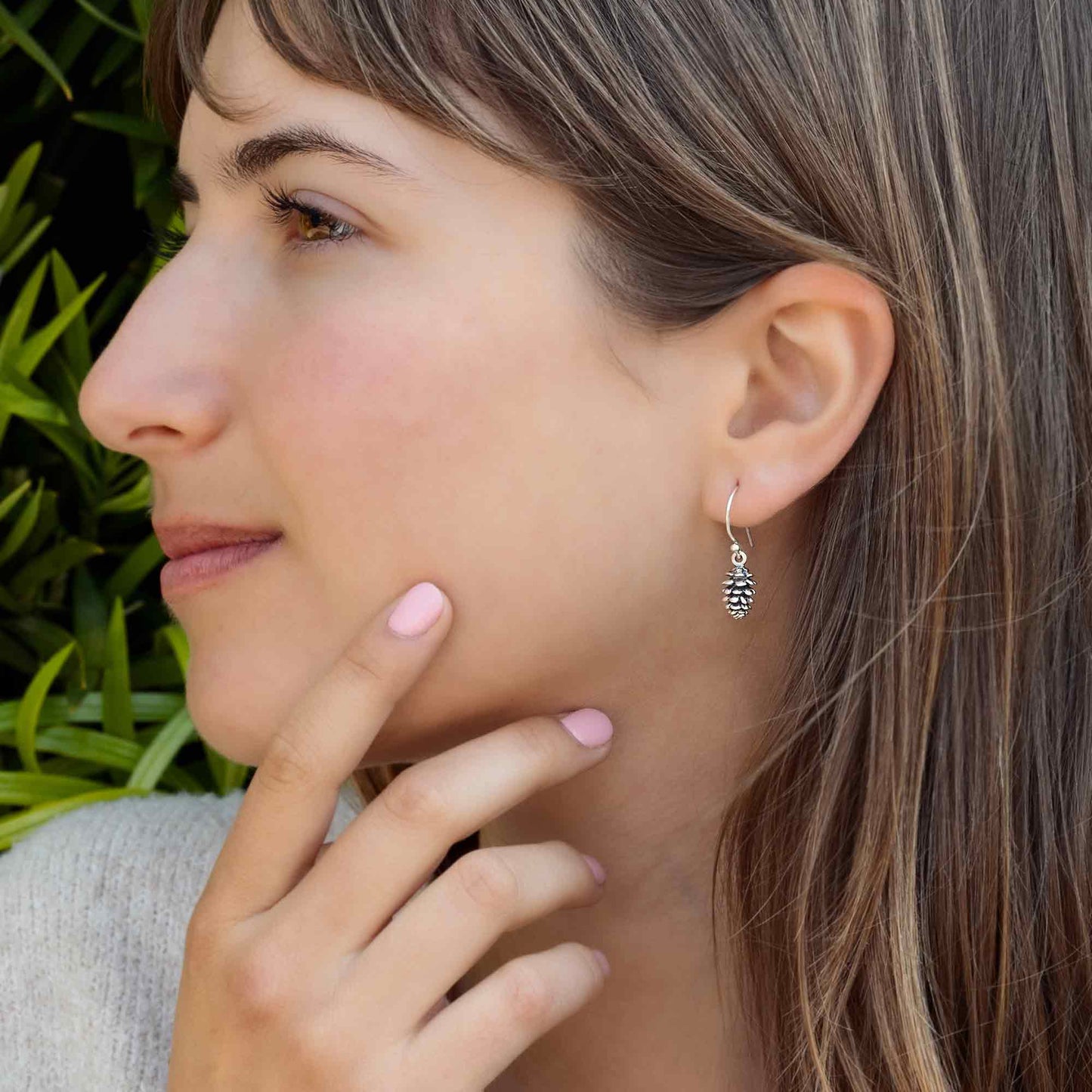 Sterling Silver Pinecone Dangle Earrings – Nature-Inspired Jewelry