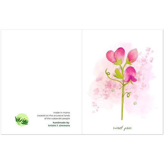 Luxury Notecards ~ Sweet Peas - Pack of 4