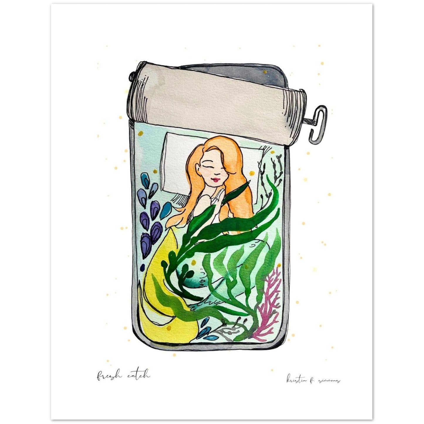 Luxury Notecards ~ Tinned Fish Mermaid - Pack of 4