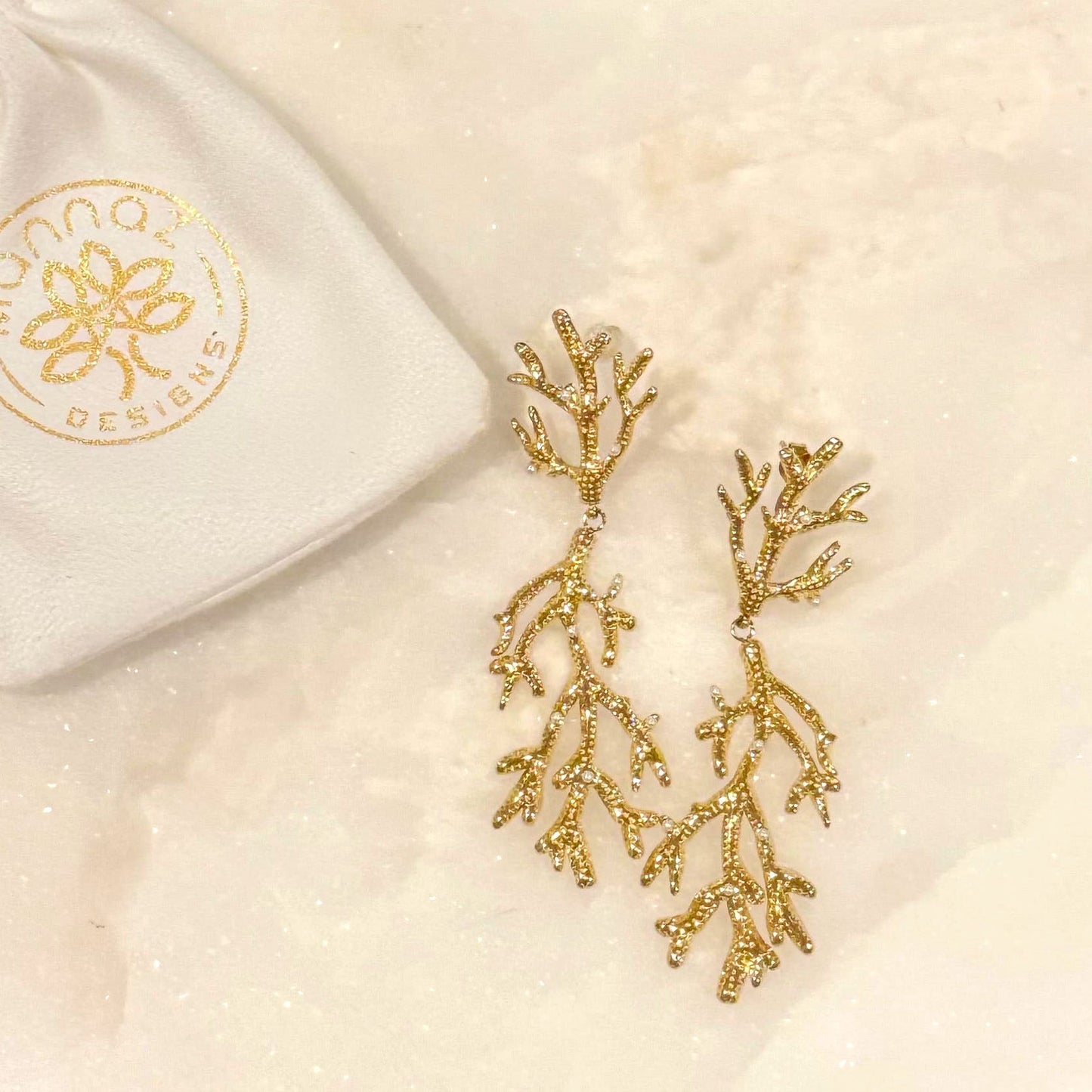St. Pete Coral Gold Drop Earrings