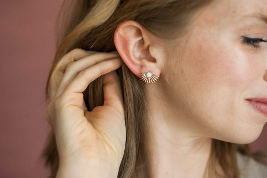 Beam Stud Earrings in Black Opal