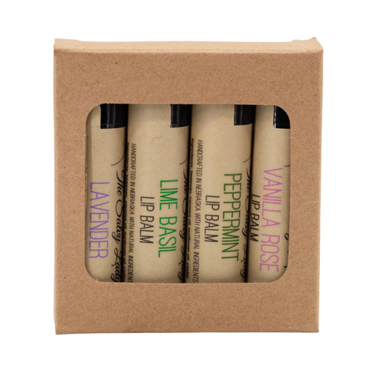 Lip Balm Set | Pack of 4 | Includes Peppermint, Vanilla Rose, Lime Basil, And Lavender Scents | The Salvy Lady