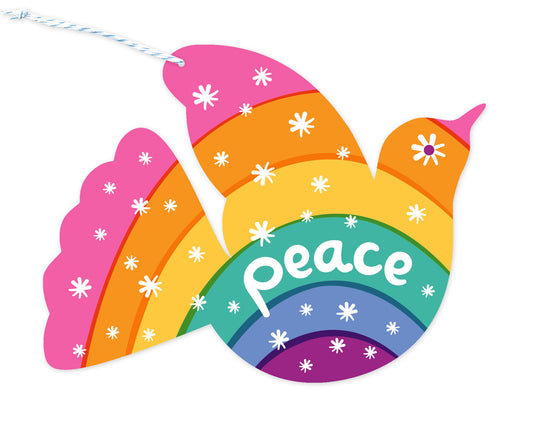 Rainbow Dove Custom Holiday Ornament Card - Wood or Paper