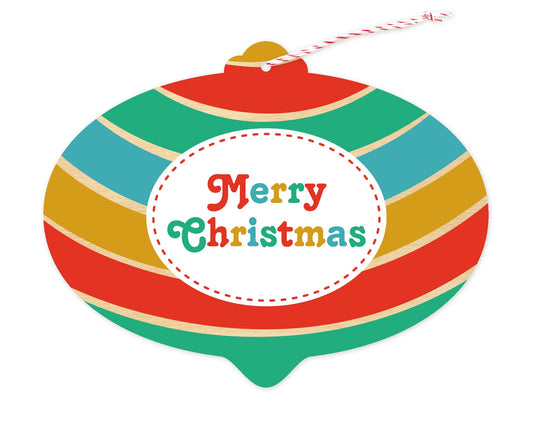 Merry Bulb Custom Holiday Ornament Card - Wood or Paper