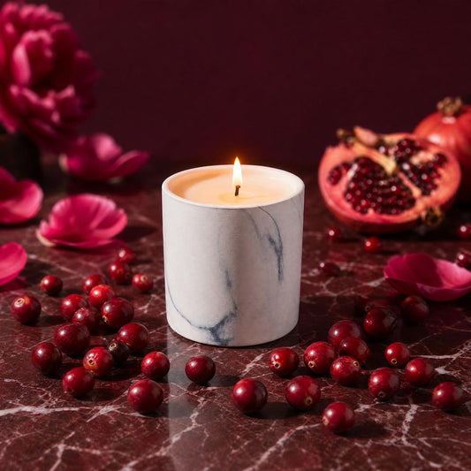 Natural Cranberry Cascade White Marble Candle 6oz