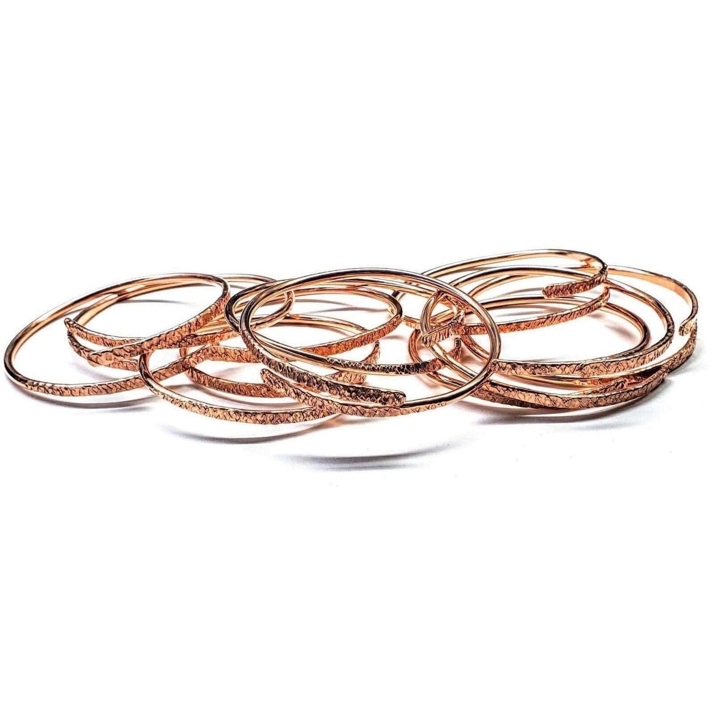 8 Gauge Adjustable Hammered Copper Overlap Bangle For Him or Her