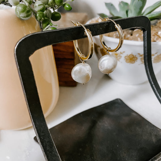 Classic Pearl Tube Hoop Earrings