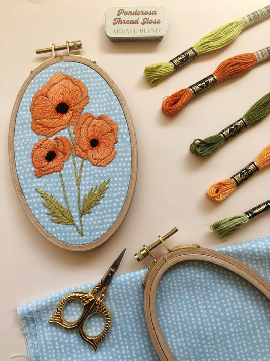Poppies - Intermediate Floral Hand Embroidery Kit