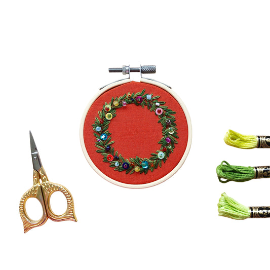 Holiday Wreath Ornament- Bead Embroidery Kit for Beginners