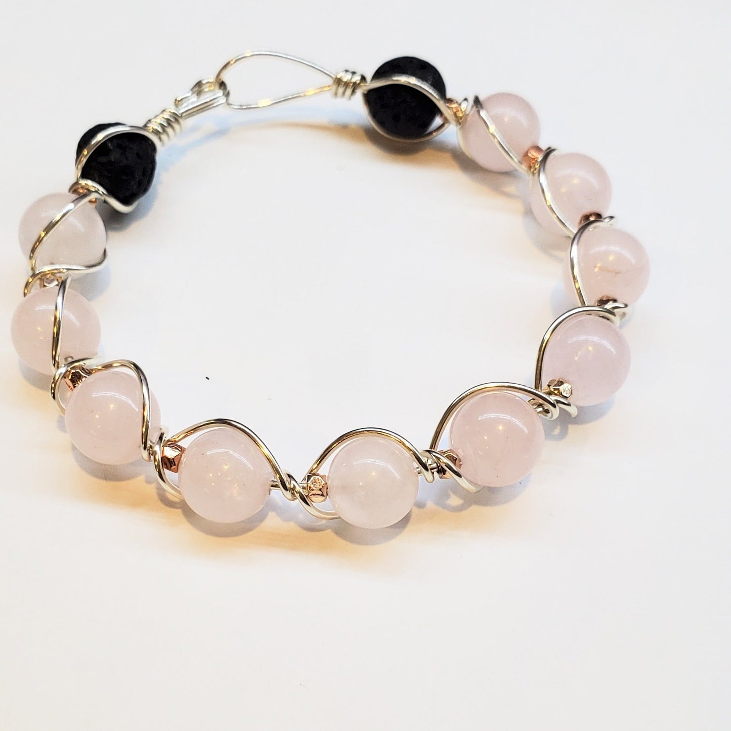 Sterling Silver Spiral Twist Wrap Gemstone Lava Rock Bangle Bracelet