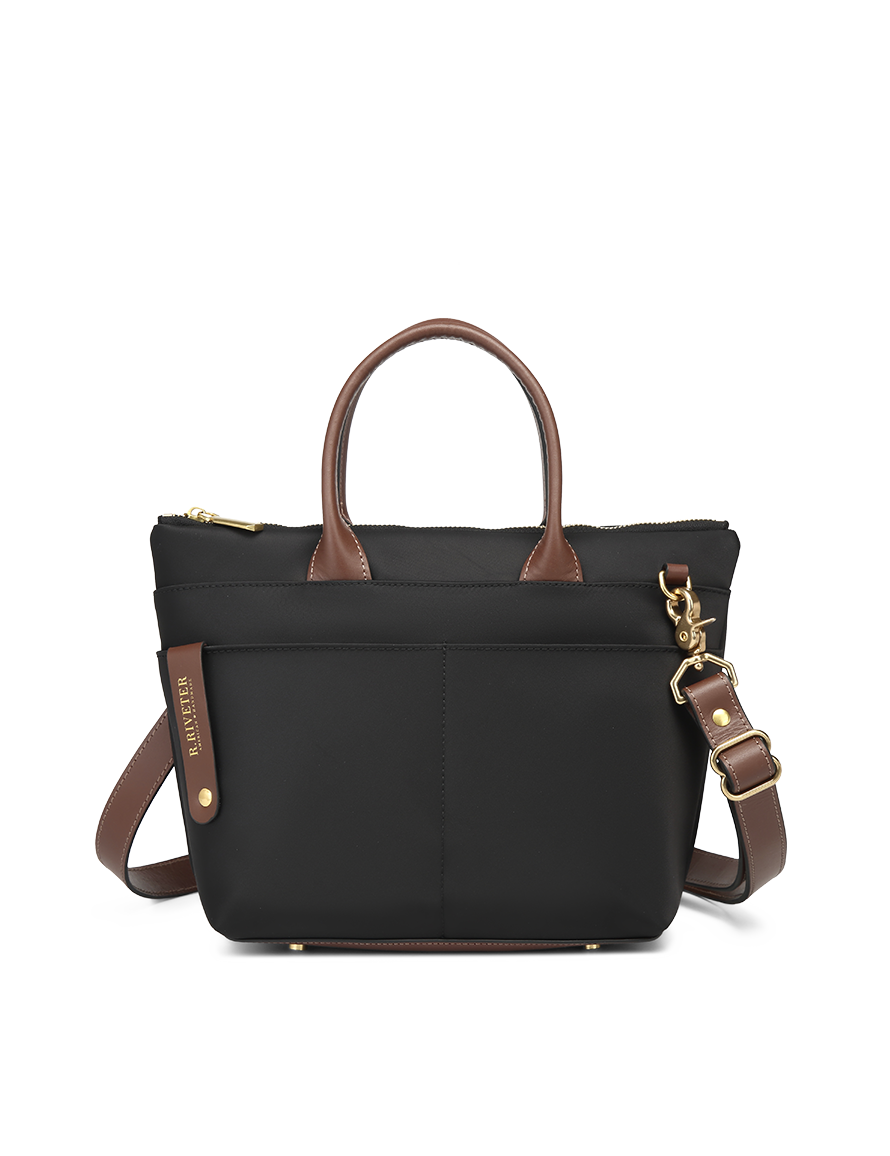 Dot | Black Nylon + Brown Leather