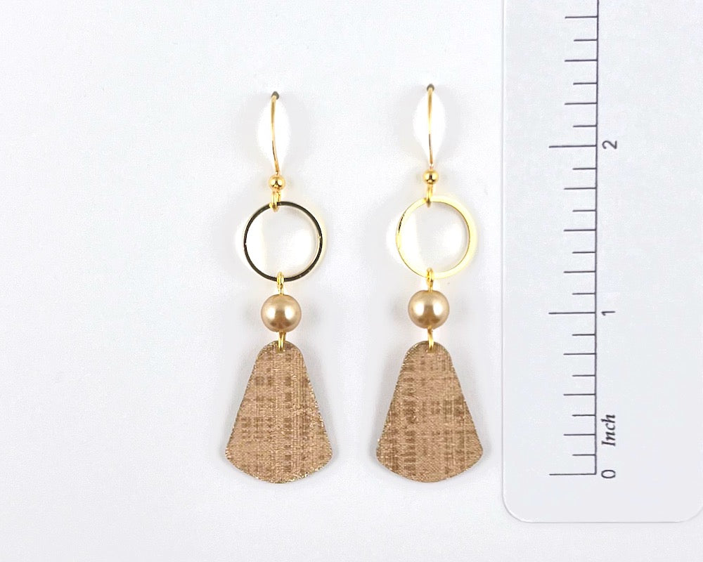 Dusty Pink Earrings with Faux Pearls and Gold Circle Accents