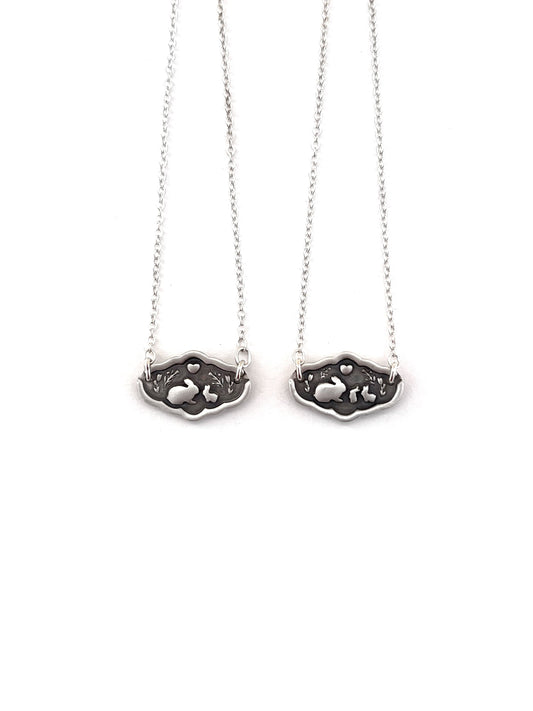 Bunny Mom & Baby Bunnies Necklace