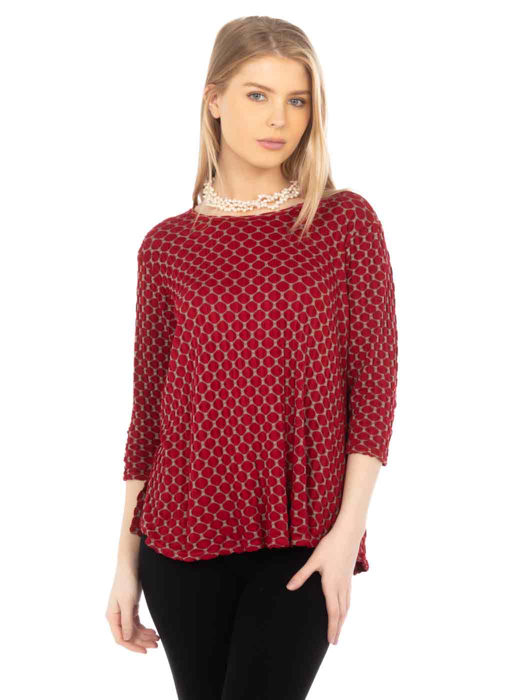 Tianello Honeycomb Knit Jersey "Martha" Blouse-(Oversized Fit)