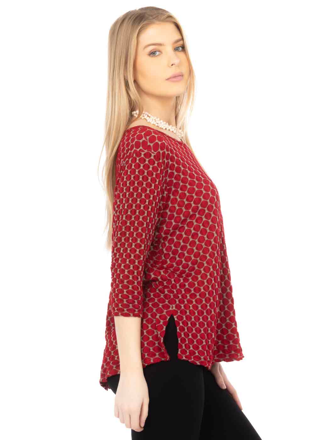 Tianello Honeycomb Knit Jersey "Martha" Blouse-(Oversized Fit)