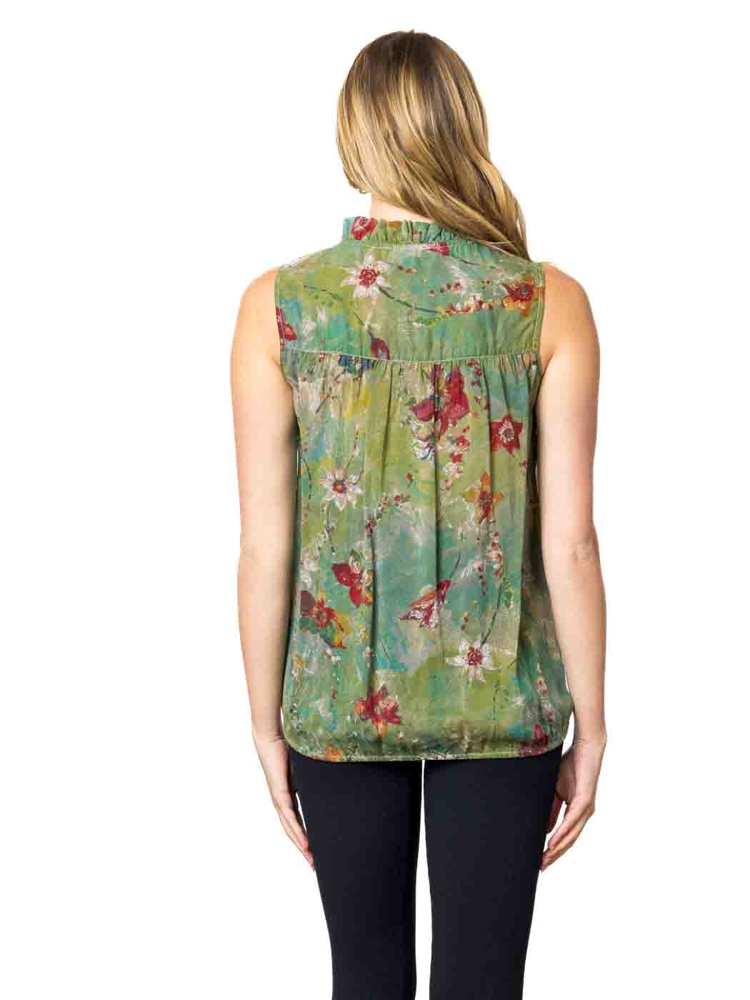 Tianello Print Sueded "CUPRO" Rayon Georgette Sleeveless "Helen" Blouse