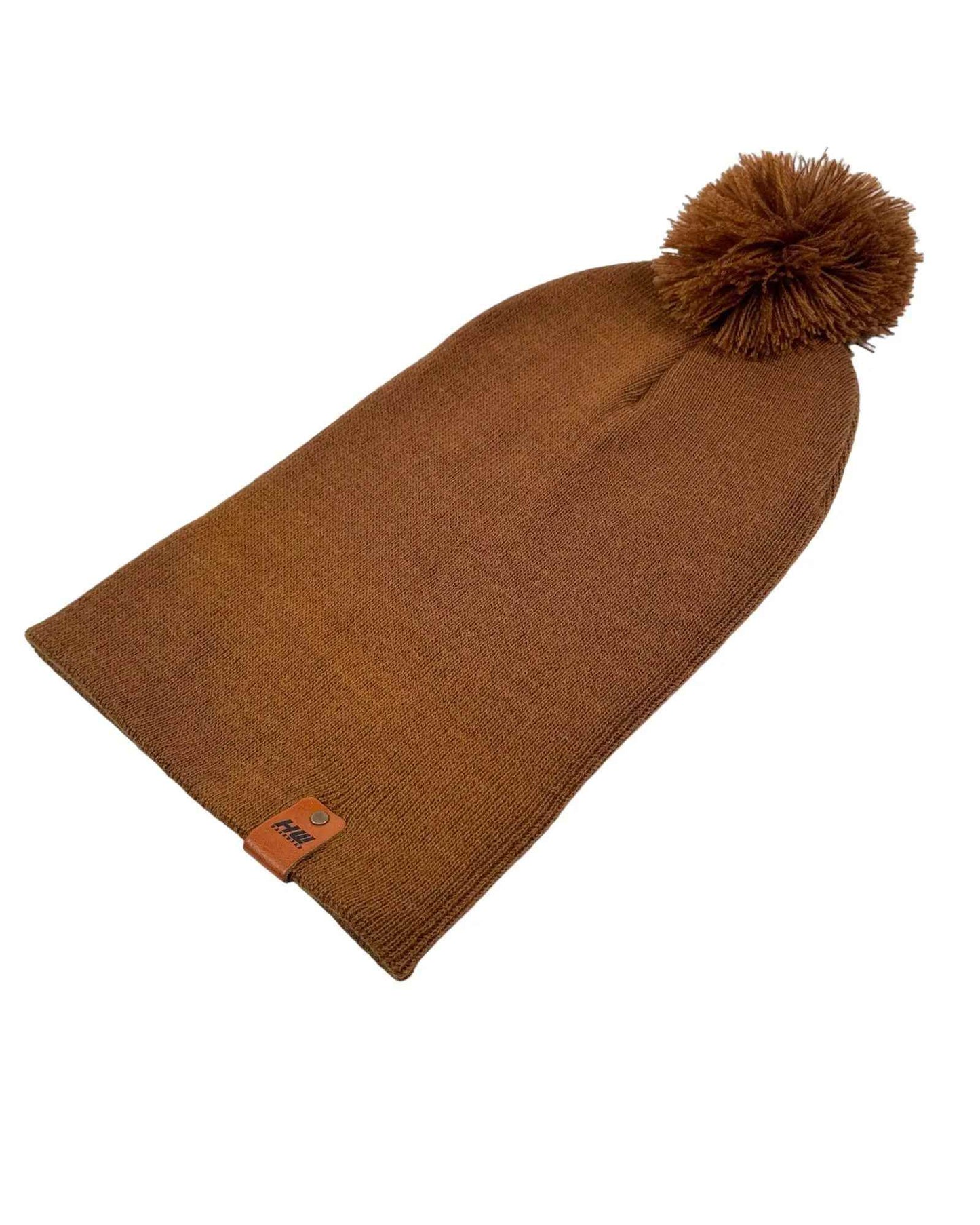 HAAKWEAR PomPom Beanie - Made in USA - Camel Brown
