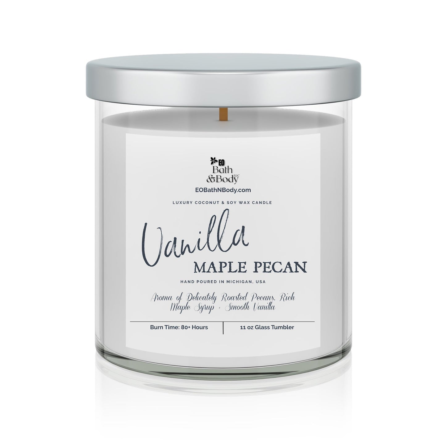 Vanilla Maple Pecan Luxury Coconut + Soy Wax Wood Wick Candle | 11 oz Glass Tumbler & New Eco Cover