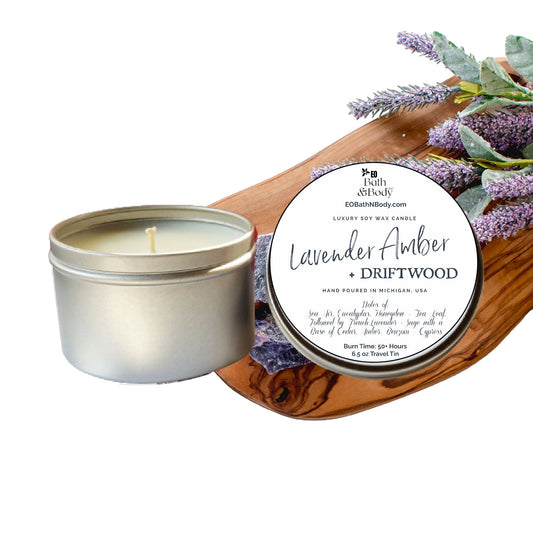 Lavender Amber + Driftwood Luxury Soy Candle