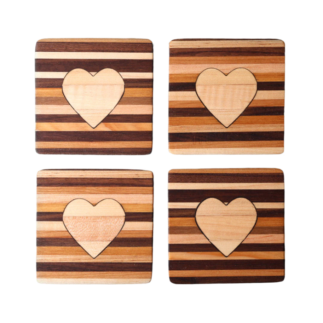 Wooden Heart Coasters