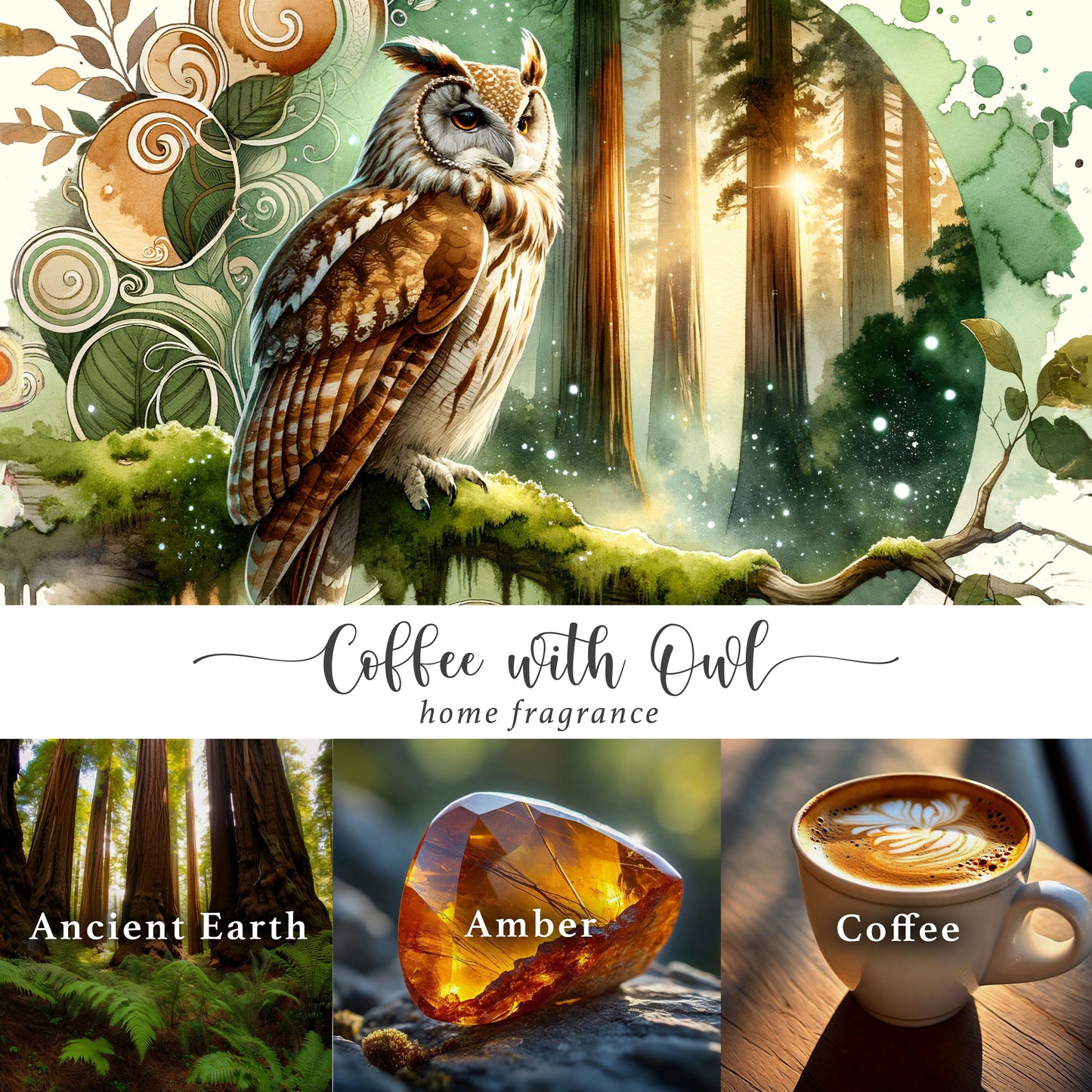 Coffee with Owl | Scented Soy Wax Candle