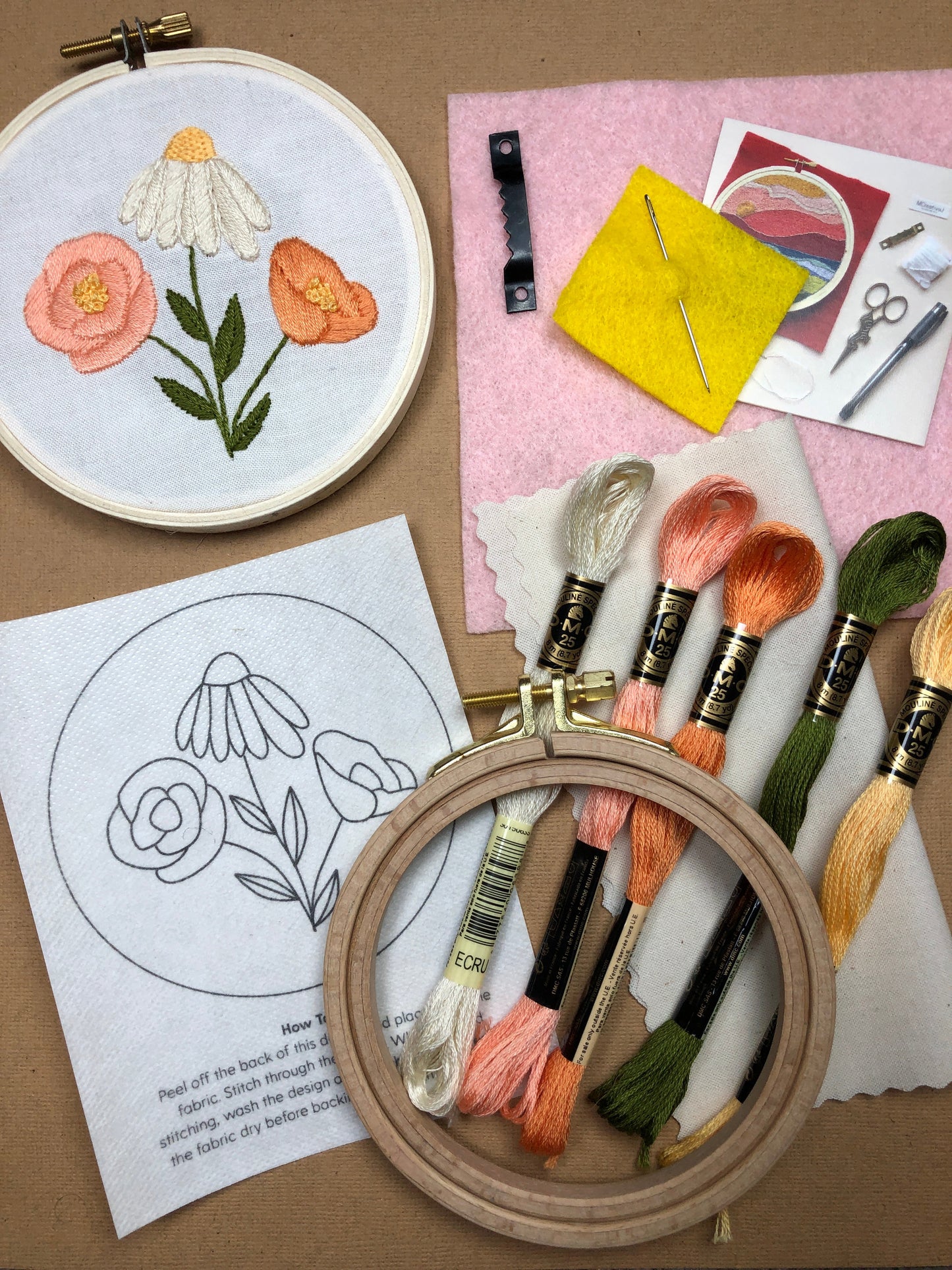 Flower Trio - Flower Embroidery Kit for Beginners